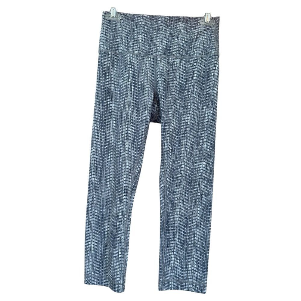 Lululemon Wunder Under Crop Hi-Rise 21" Arrow Jacquard Battleship Silver Spoon